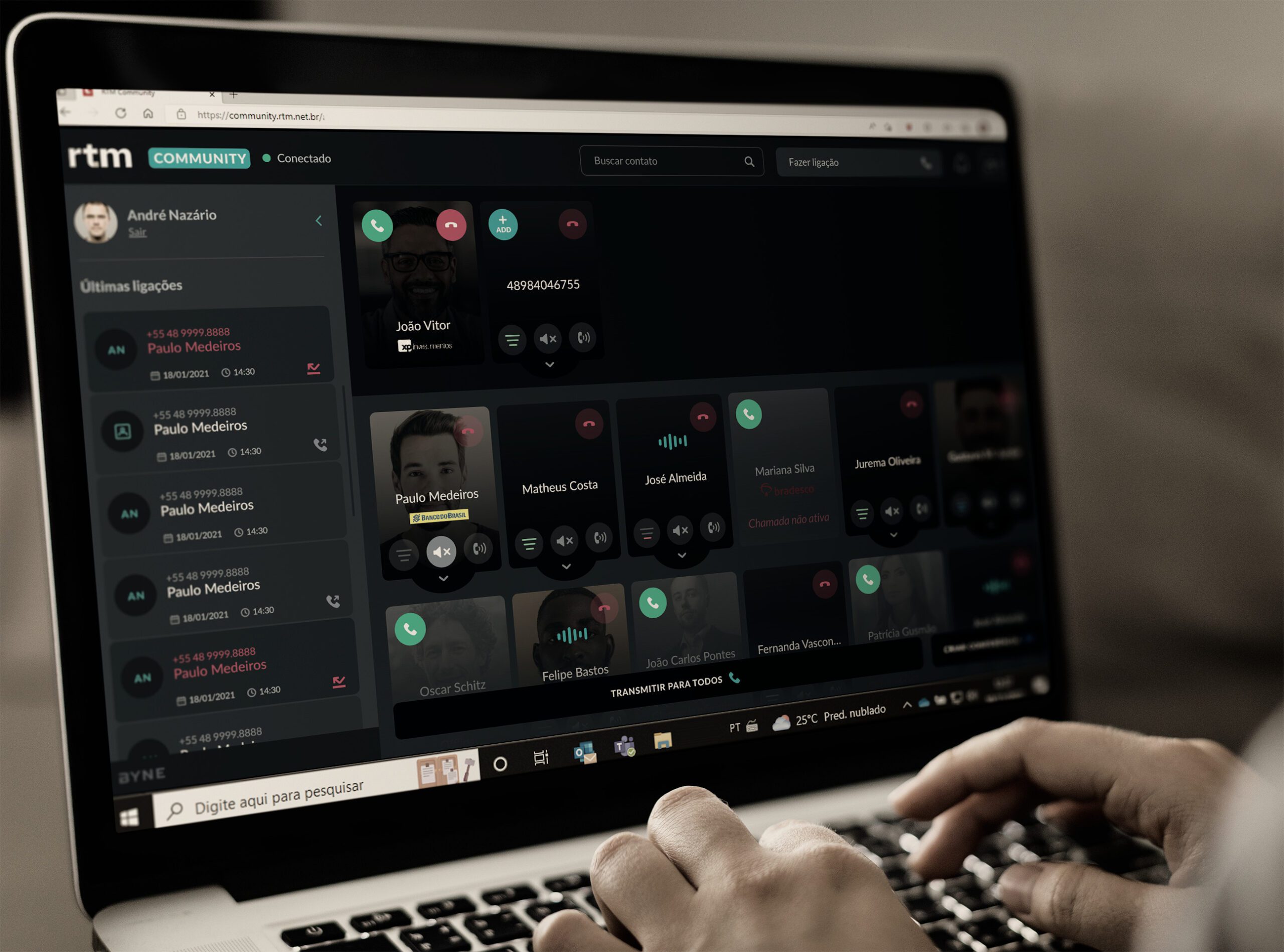 Tela de computador mostrando a RTM Community - a comunidade de traders e profissionais do setor fianceiro