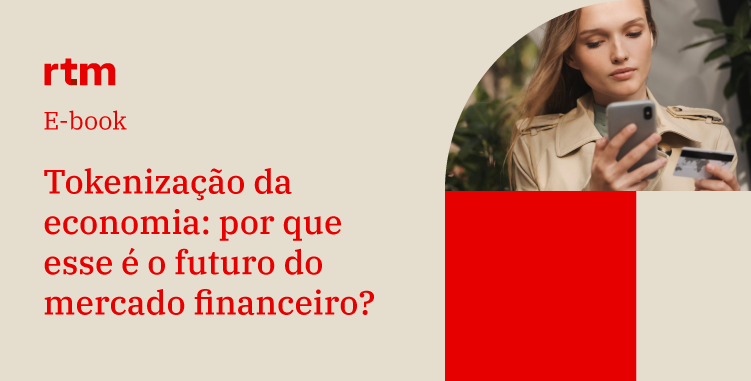 Mulher executiva lê e-book sobre tokenização da economia no mercado financeiro em celular.