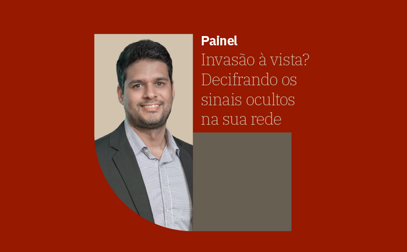 Imagem ilustrativa com Renan Barcelos, gerente de Segurança da Informação da RTM para ilustrar matéria sobre sua participação em um Painel de evento sobre Cibersegurança